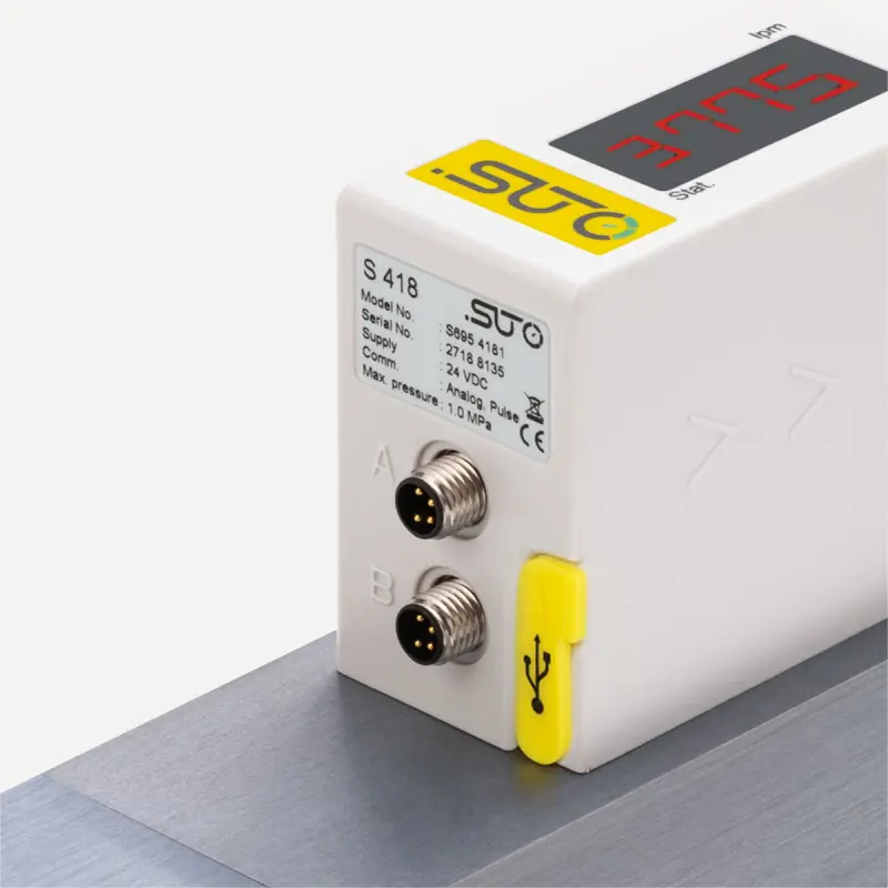 S418 Kompaktowy czujnik przepływu sprężonego powietrza i gazów (Pro-Inline)